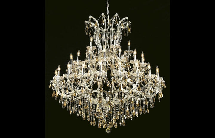 Steel with Clear Crystal Drop and Strand Chandelier - LV LIGHTING