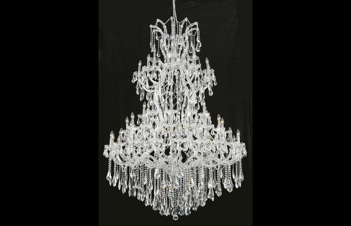 Steel with Clear Crystal Drop and Strand Chandelier - LV LIGHTING