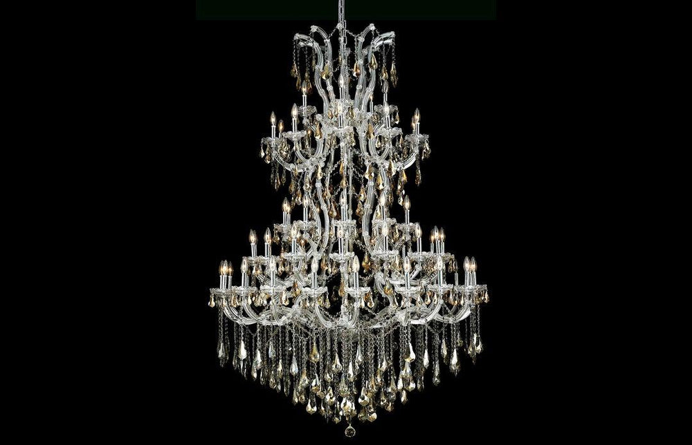 Steel with Clear Crystal Drop and Strand Chandelier - LV LIGHTING