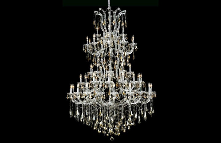 Steel with Clear Crystal Drop and Strand Chandelier - LV LIGHTING