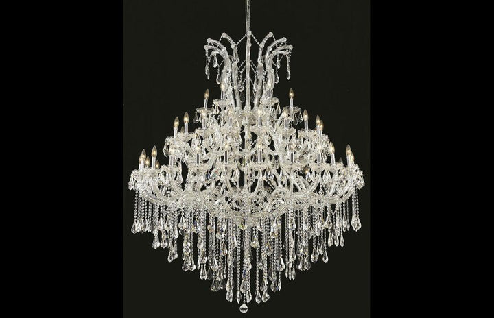 Steel with Clear Crystal Drop and Strand Chandelier - LV LIGHTING