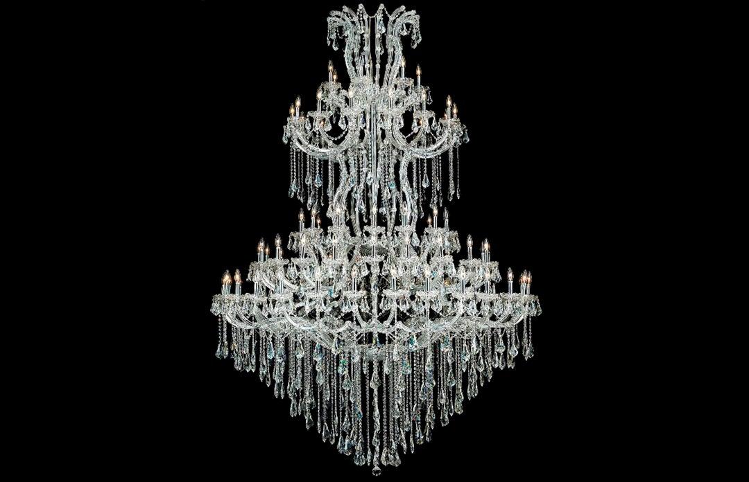 Steel with Clear Crystal Drop and Strand Chandelier - LV LIGHTING