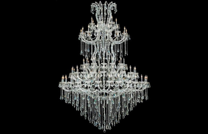 Steel with Clear Crystal Drop and Strand Chandelier - LV LIGHTING