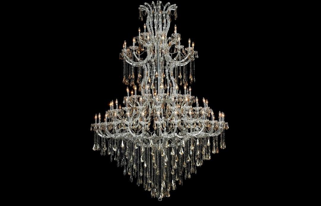 Steel with Clear Crystal Drop and Strand Chandelier - LV LIGHTING