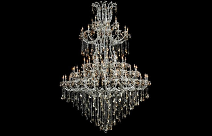 Steel with Clear Crystal Drop and Strand Chandelier - LV LIGHTING