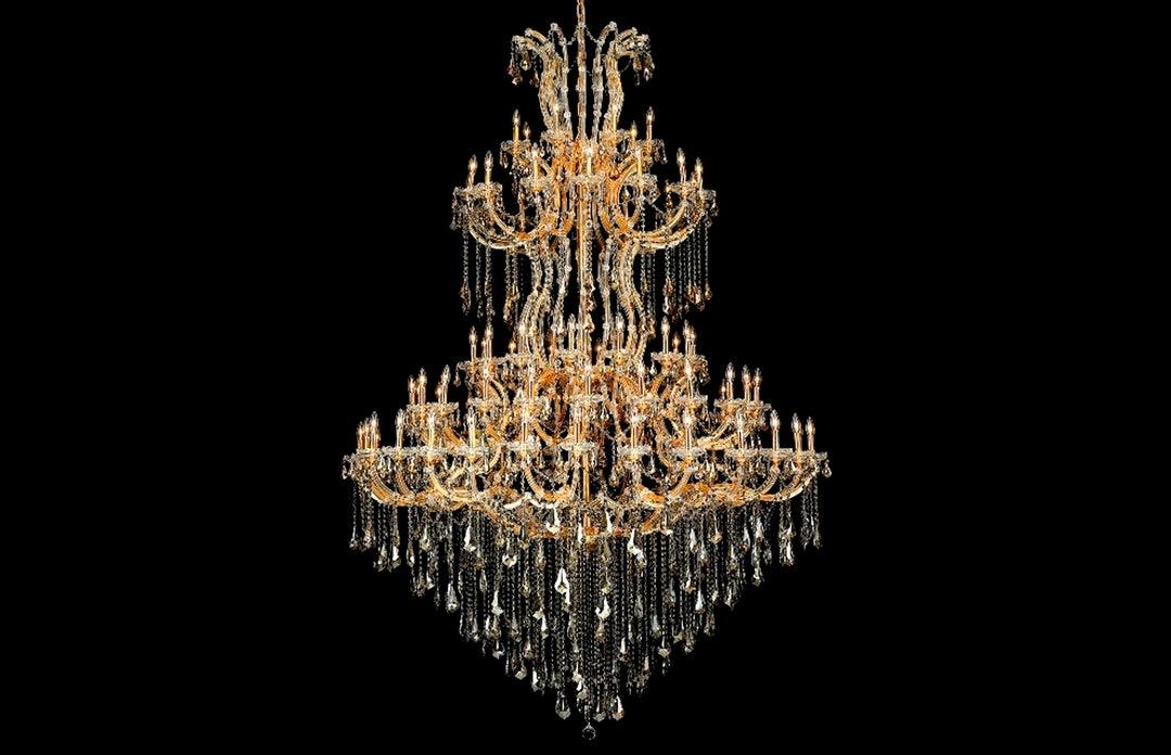 Steel with Clear Crystal Drop and Strand Chandelier - LV LIGHTING