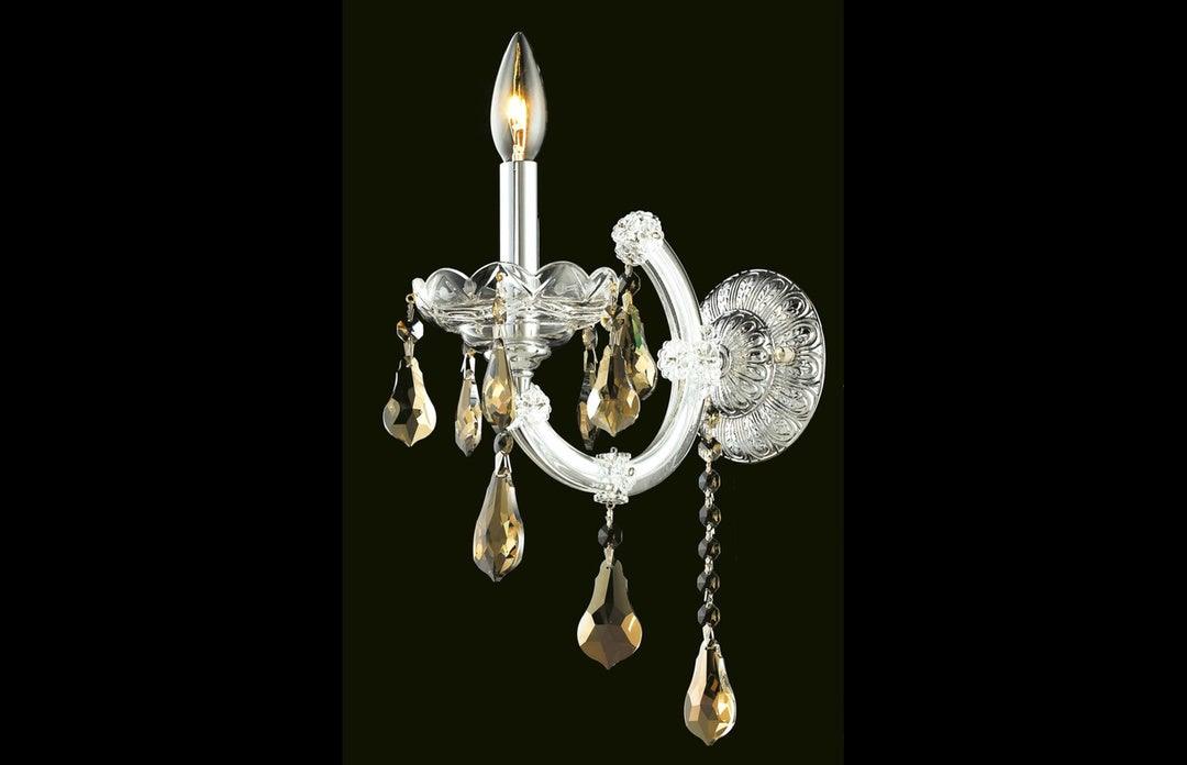 Steel with Clear Crystal Drop Single Light Wall Sconce - LV LIGHTING