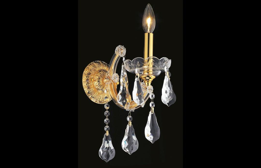Steel with Clear Crystal Drop Single Light Wall Sconce - LV LIGHTING