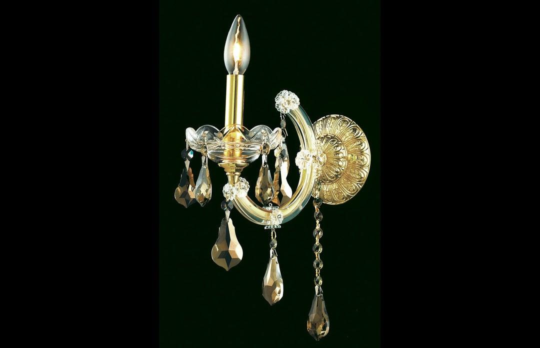 Steel with Clear Crystal Drop Single Light Wall Sconce - LV LIGHTING