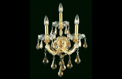 Steel with Clear Crystal Drop and Strand 3 Light Wall Sconce - LV LIGHTING