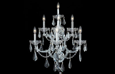 Steel with Clear Crystal Drop and Strand 7 Light Wall Sconce - LV LIGHTING
