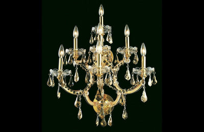 Steel with Clear Crystal Drop and Strand 7 Light Wall Sconce - LV LIGHTING