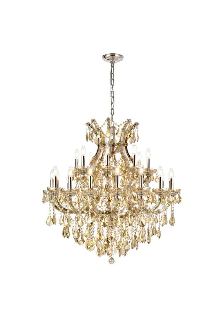 Golden Teak Frame with Golden Teak Crystal Drop and Strand Chandelier - LV LIGHTING