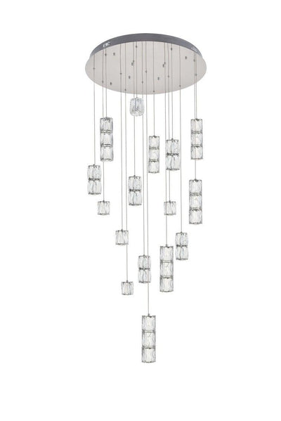 LED Steel with Clear Crystal Pendant - LV LIGHTING