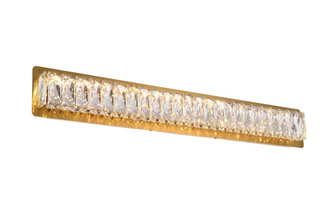 LED Gold with Clear Crystal Vanity Light - LV LIGHTING