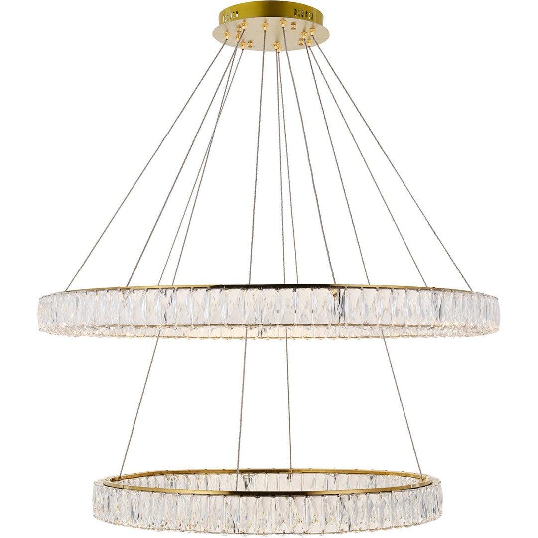 LED Steel with Clear Crystal Double Ring Chandelier - LV LIGHTING