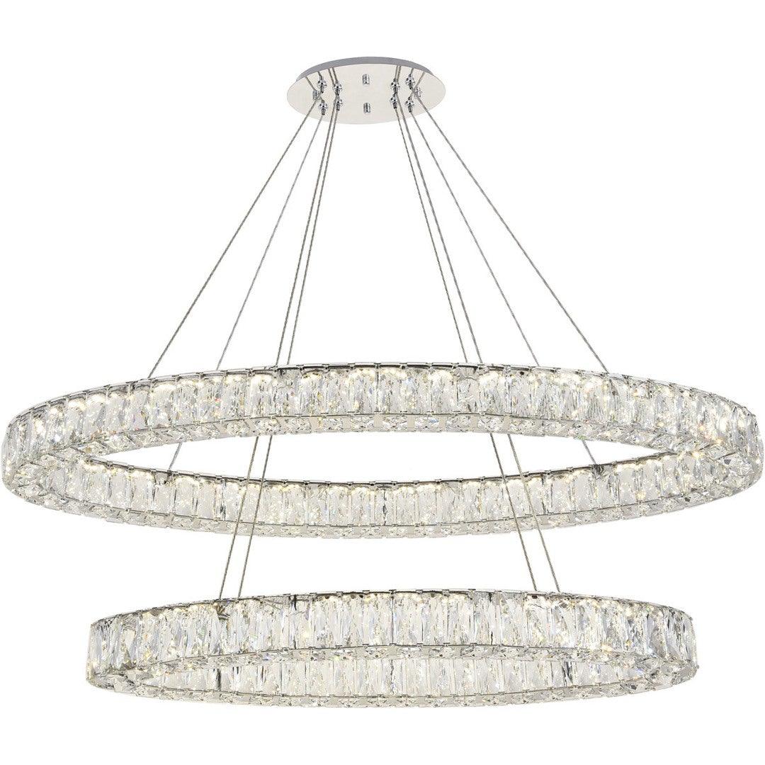 LED Steel with Clear Crystal Double Oval Ring Chandelier - LV LIGHTING