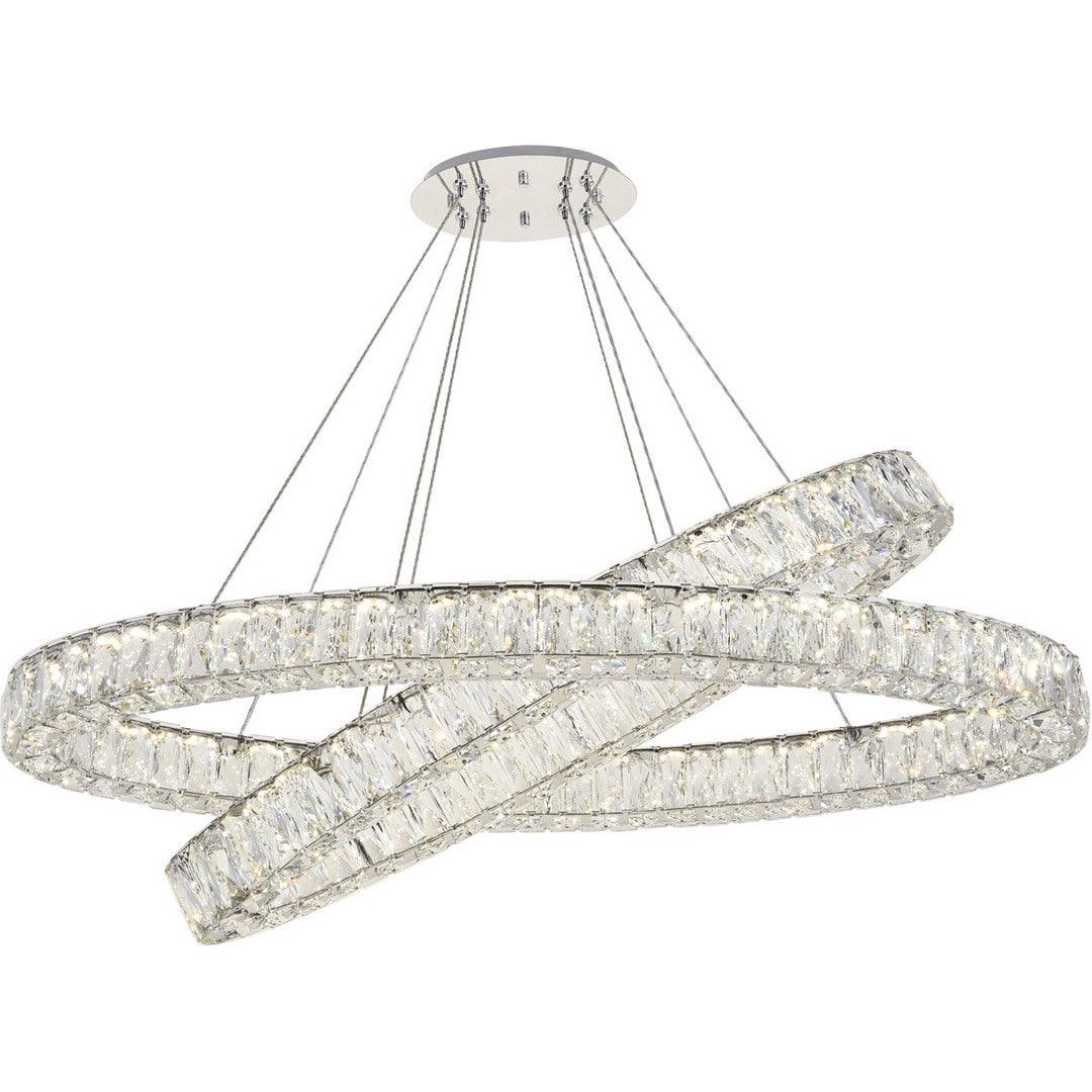 LED Steel with Clear Crystal Double Oval Ring Chandelier - LV LIGHTING