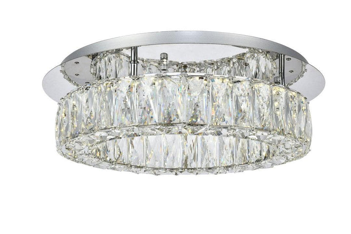 LED Steel with Clear Crystal Ring Flush Mount - LV LIGHTING