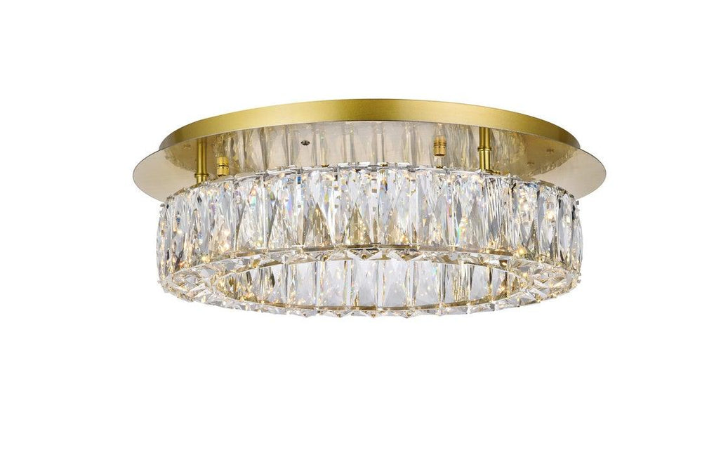 LED Steel with Clear Crystal Ring Flush Mount - LV LIGHTING