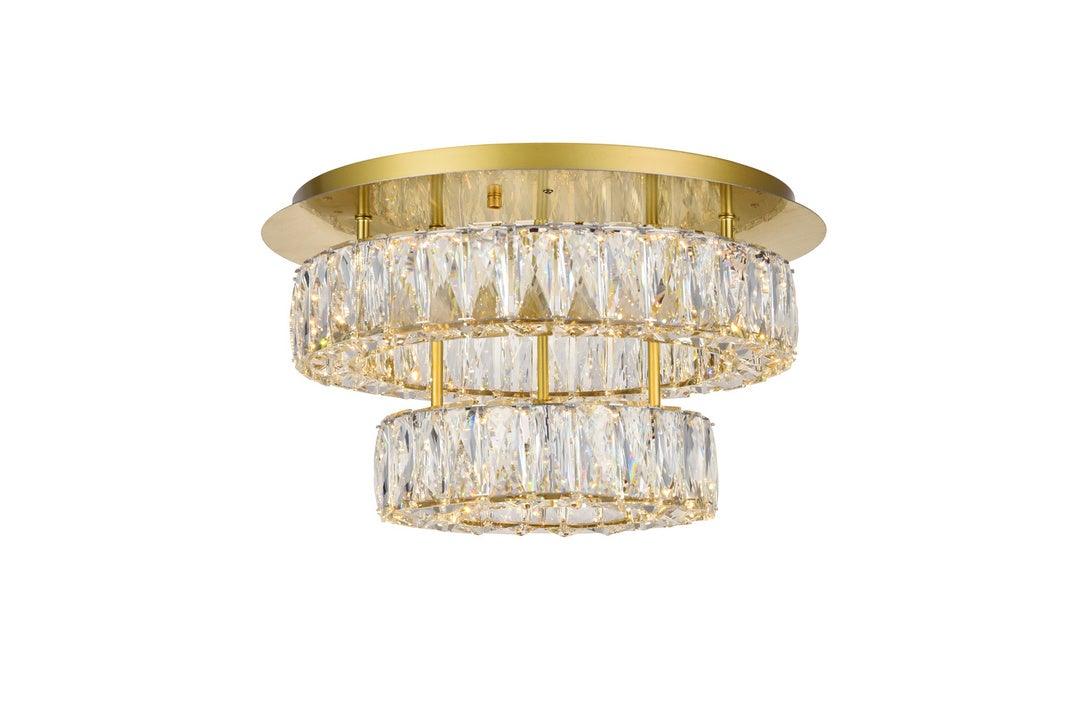 LED Steel with Clear Crystal Ring 2 Tier Flush Mount - LV LIGHTING