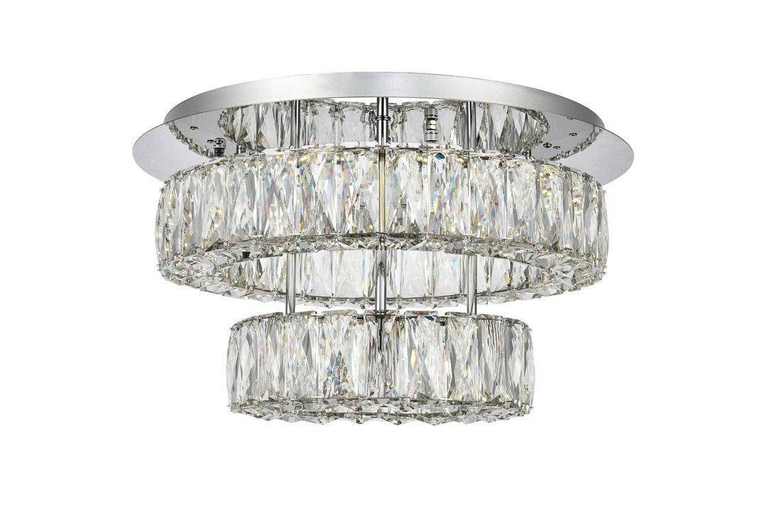 LED Steel with Clear Crystal Ring 2 Tier Flush Mount - LV LIGHTING