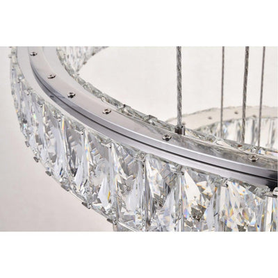 LED Steel with 7 Clear Crystal Ring Chandelier - LV LIGHTING