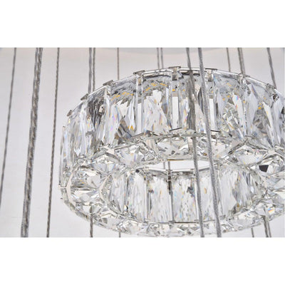 LED Steel with 7 Clear Crystal Ring Chandelier - LV LIGHTING