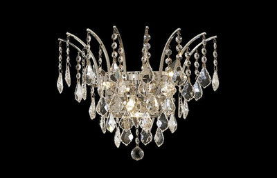 Steel with Clear Crystal Drop and Strand Wall Sconce - LV LIGHTING