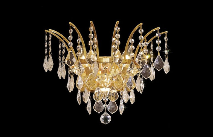 Steel with Clear Crystal Drop and Strand Wall Sconce - LV LIGHTING