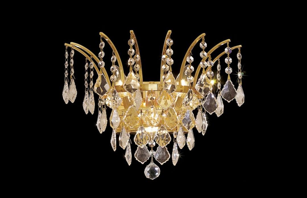 Steel with Clear Crystal Drop and Strand Wall Sconce - LV LIGHTING