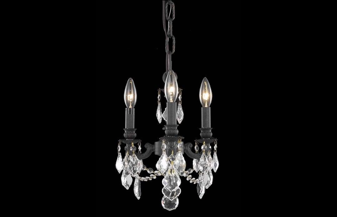 Steel with Clear Crystal Drop and Strand Mini Pendant - LV LIGHTING
