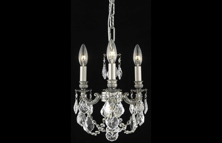 Steel with Clear Crystal Drop and Strand Mini Pendant - LV LIGHTING