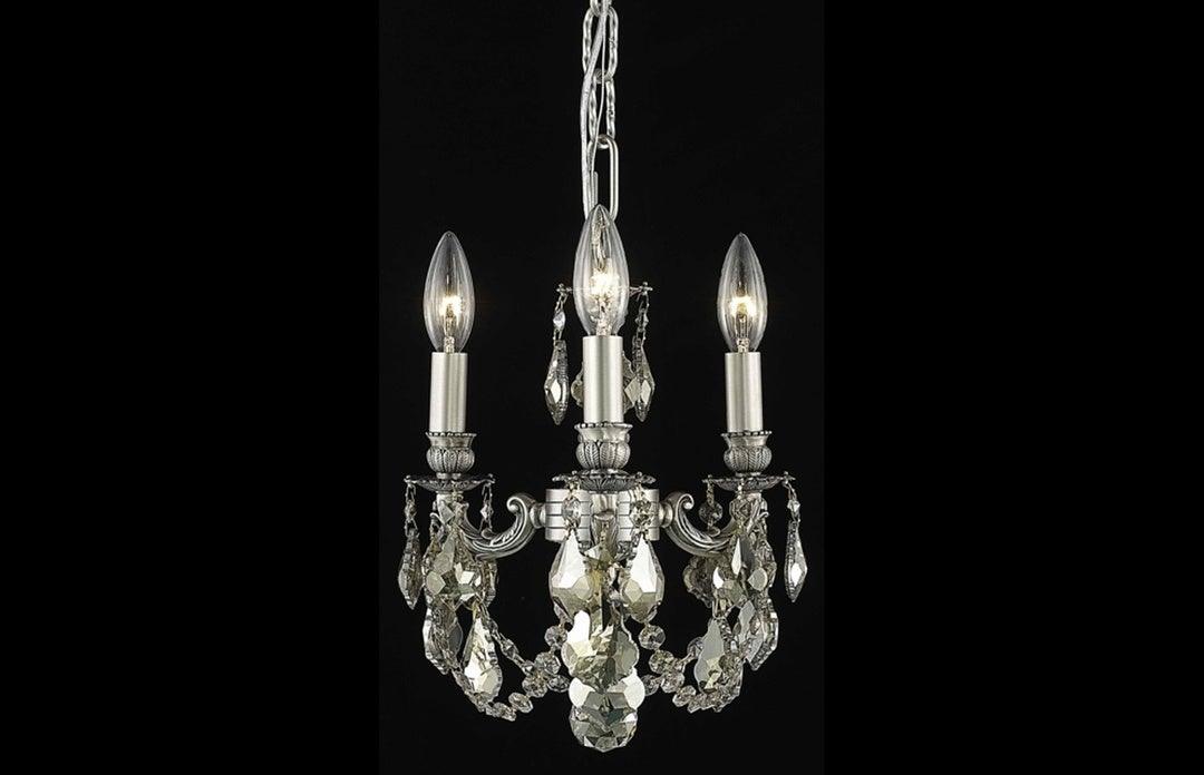 Steel with Clear Crystal Drop and Strand Mini Pendant - LV LIGHTING