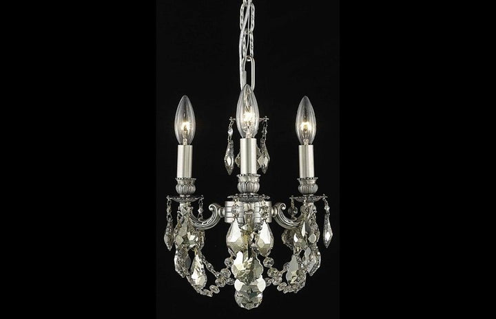 Steel with Clear Crystal Drop and Strand Mini Pendant - LV LIGHTING