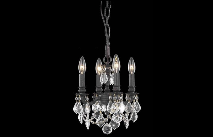 Steel with Clear Crystal Drop and Strand Mini Pendant - LV LIGHTING