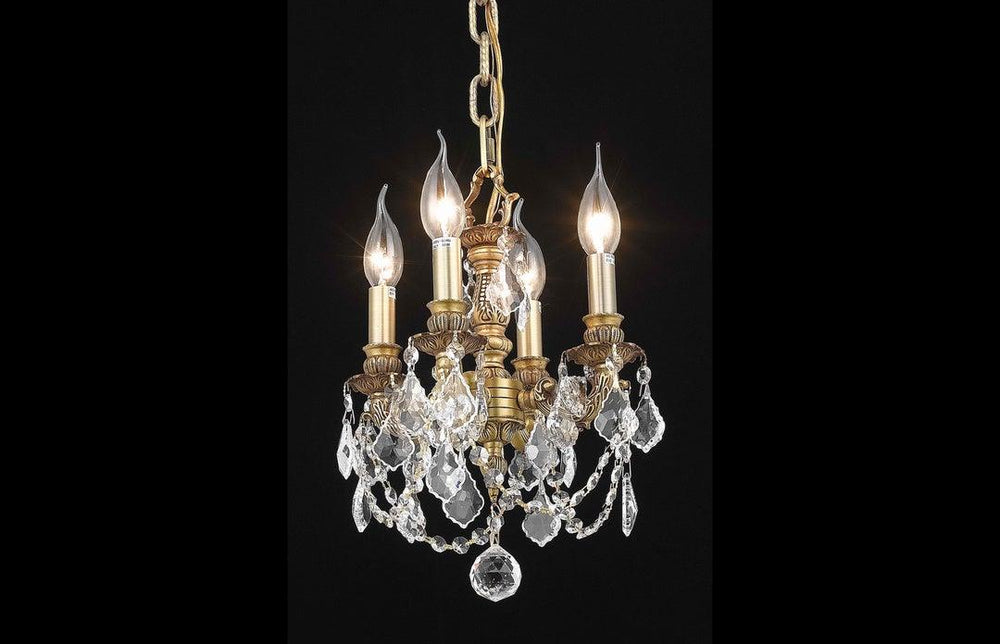 Steel with Clear Crystal Drop and Strand Mini Pendant - LV LIGHTING