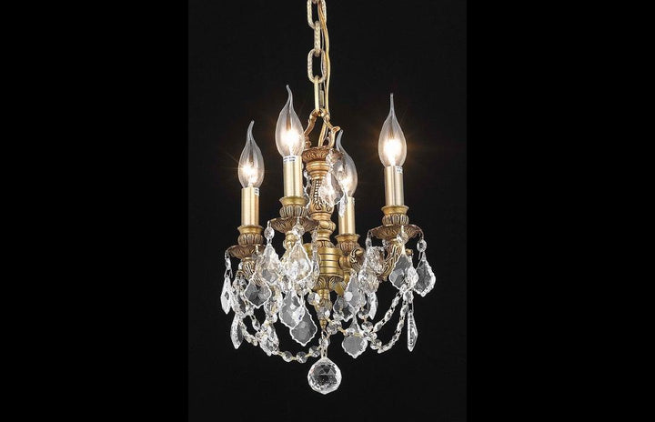Steel with Clear Crystal Drop and Strand Mini Pendant - LV LIGHTING