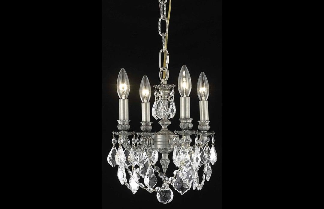 Steel with Clear Crystal Drop and Strand Mini Pendant - LV LIGHTING
