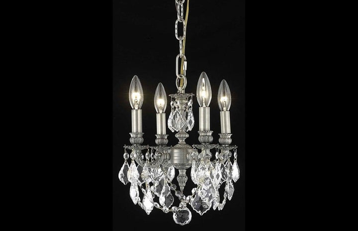 Steel with Clear Crystal Drop and Strand Mini Pendant - LV LIGHTING