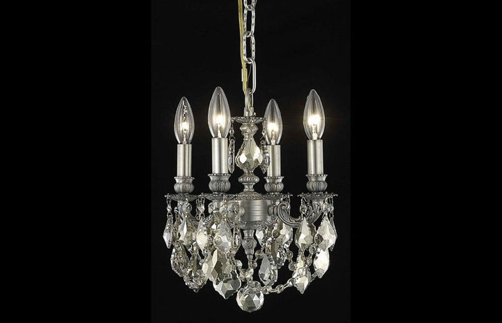 Steel with Clear Crystal Drop and Strand Mini Pendant - LV LIGHTING
