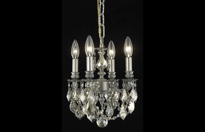 Steel with Clear Crystal Drop and Strand Mini Pendant - LV LIGHTING