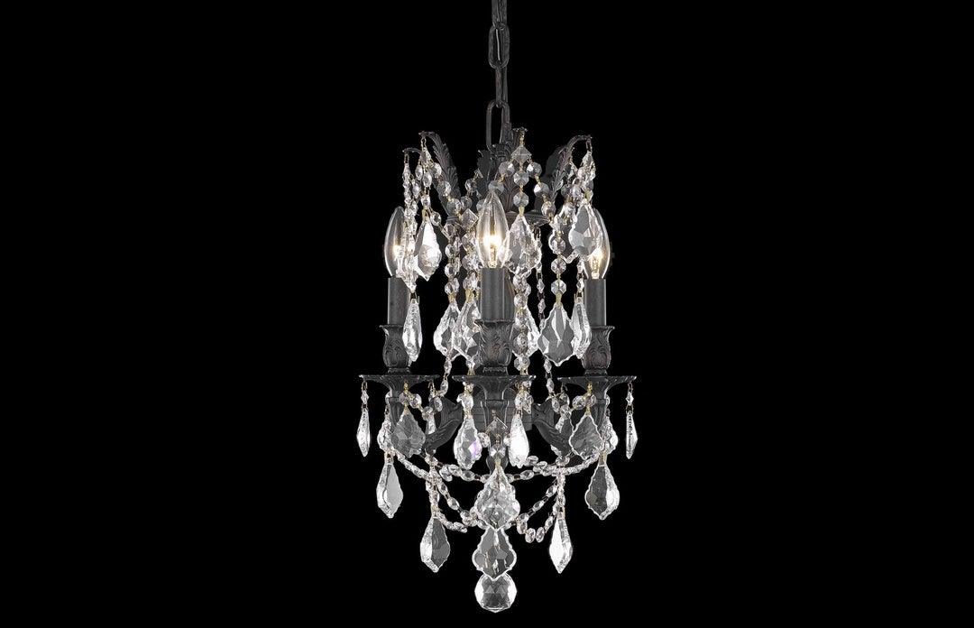 Steel with Clear Crystal Drop Drum Shade Pendant - LV LIGHTING