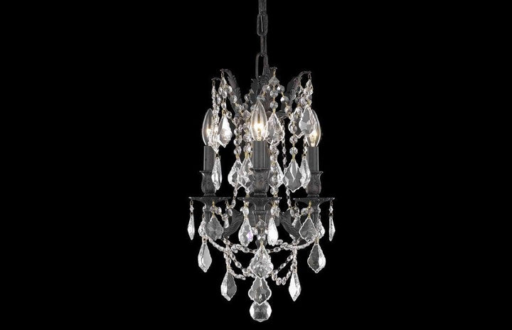 Steel with Clear Crystal Drop Drum Shade Pendant - LV LIGHTING