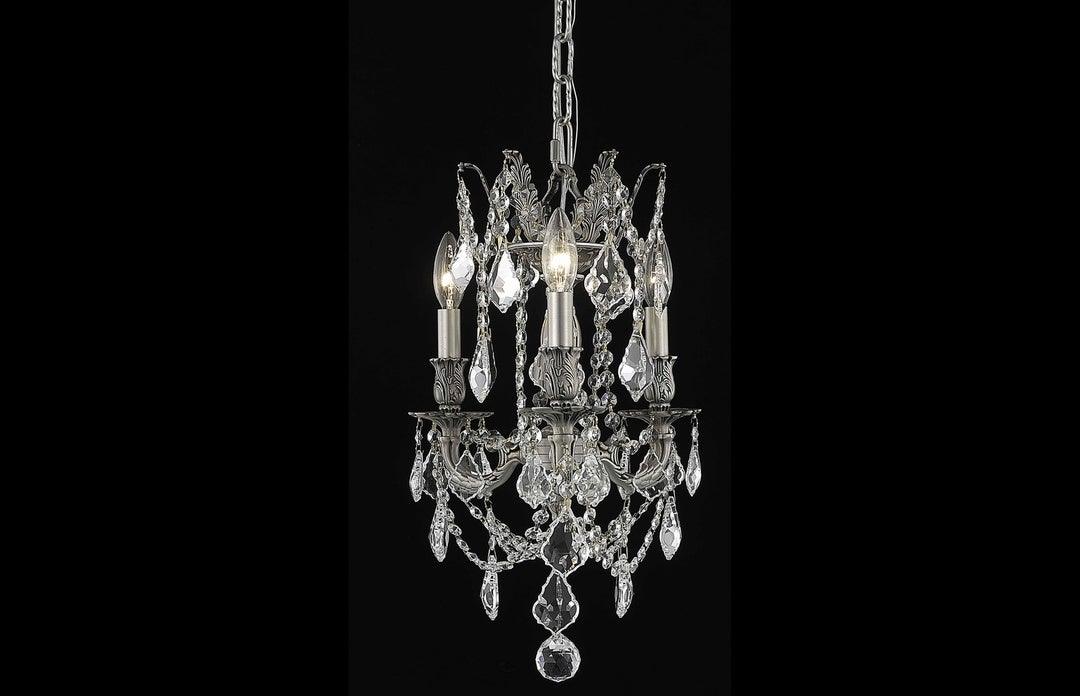 Steel with Clear Crystal Drop Drum Shade Pendant - LV LIGHTING