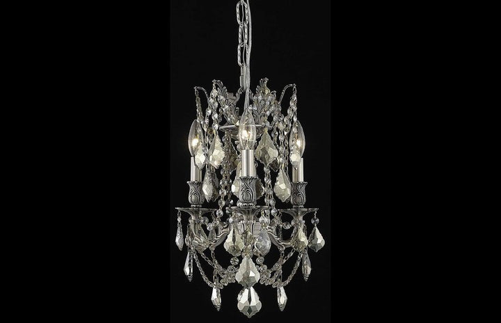 Steel with Clear Crystal Drop Drum Shade Pendant - LV LIGHTING