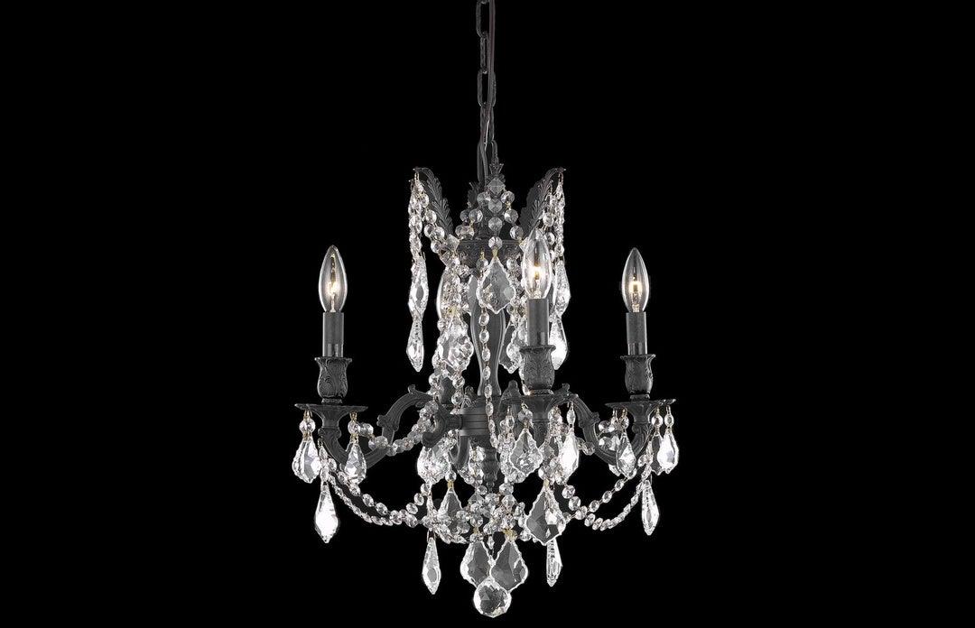 Steel with Clear Crystal Drop and Strand Pendant - LV LIGHTING