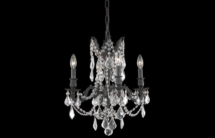 Steel with Clear Crystal Drop and Strand Pendant - LV LIGHTING