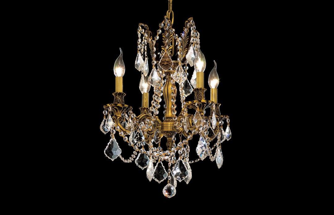 Steel with Clear Crystal Drop and Strand Pendant - LV LIGHTING