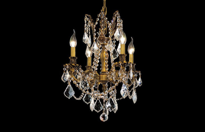 Steel with Clear Crystal Drop and Strand Pendant - LV LIGHTING